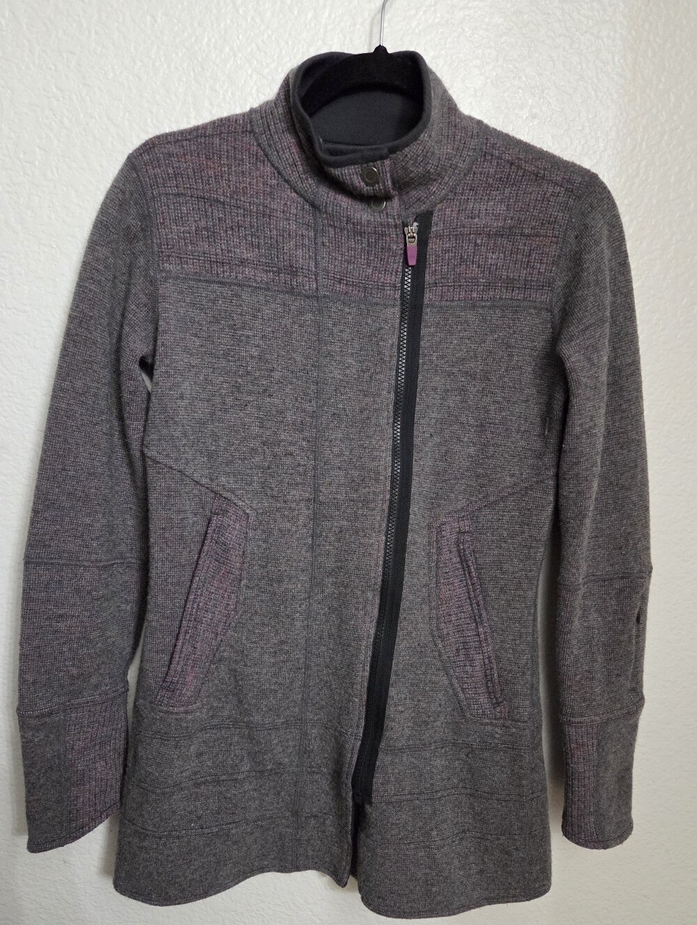 Title Nine Asymmetrical Zip Sweater Jacket Women's Size Xsmall Gray Wool Blend